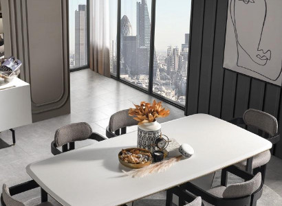 Garnitur Essgruppe Esszimmer Esstisch Luxus Stühle Essecke 7tlg Weiß